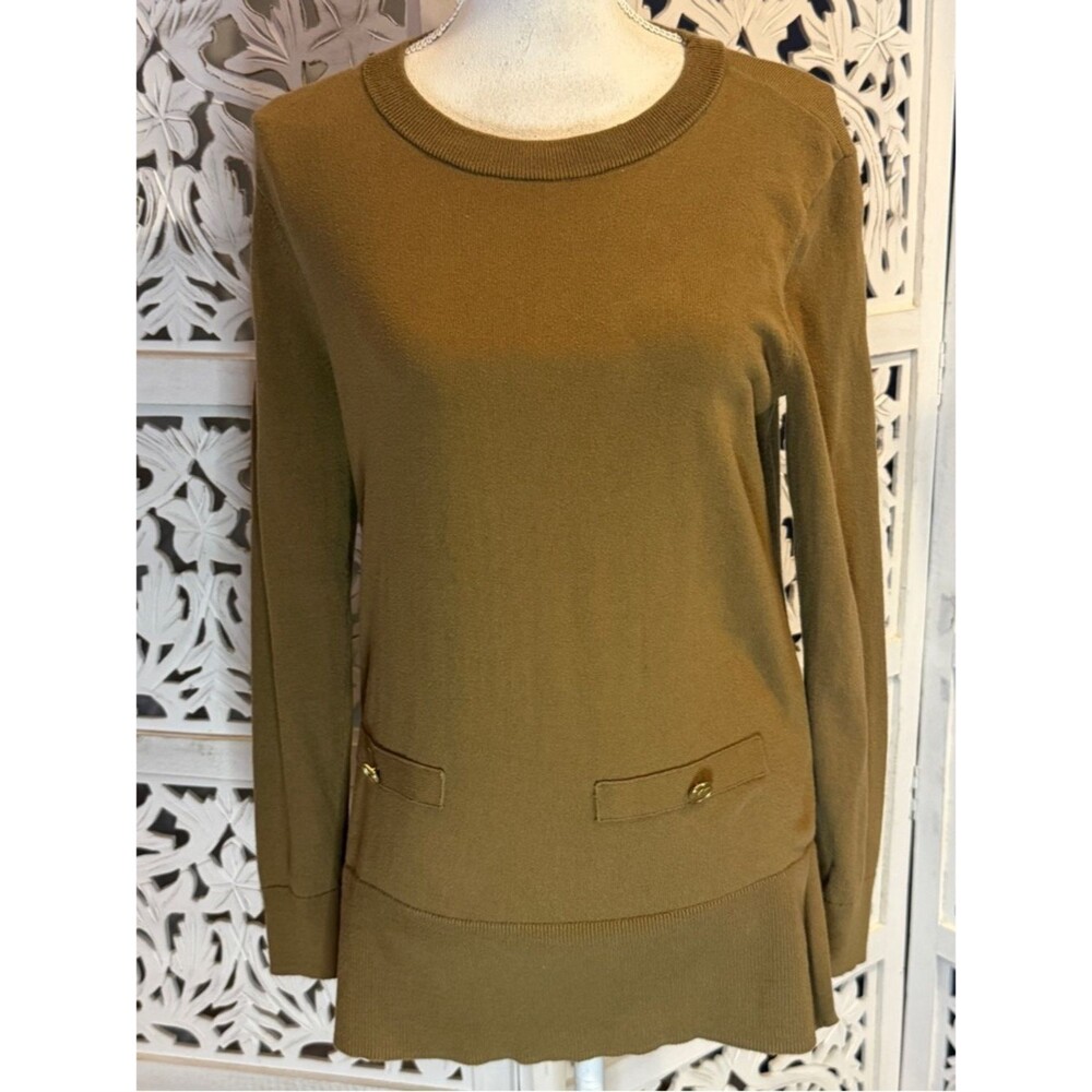 Michael Kors Olive Knit Long Sleeve Top Sz S